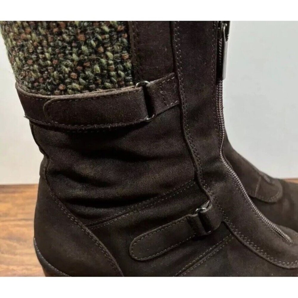 Aquatalia Womens Size 7.5 Brown Suede Ankle Boots Hidden Wedge Zipper Shoes‎ - Picture 2 of 9